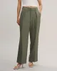 Green Elastic Waist Straight Pants sold by rihoas
