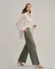 Green Elastic Waist Straight Pants sold by rihoas