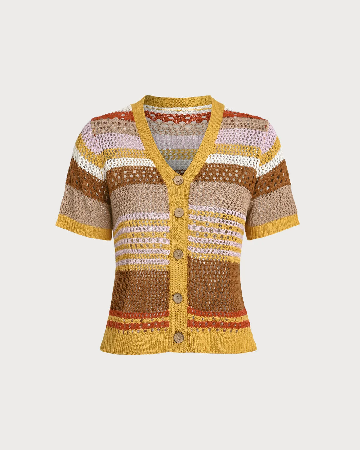Striped V Neck Cardigan sold by rihoas