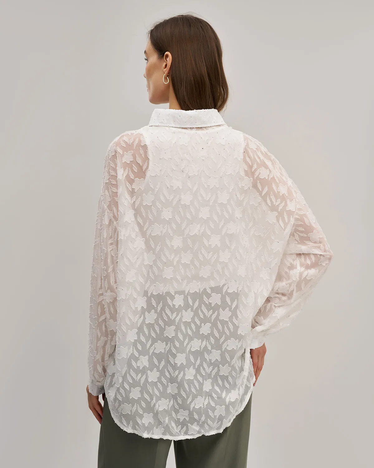 White Jacquard See Through Shirt sold by rihoas product image thumbnail 5