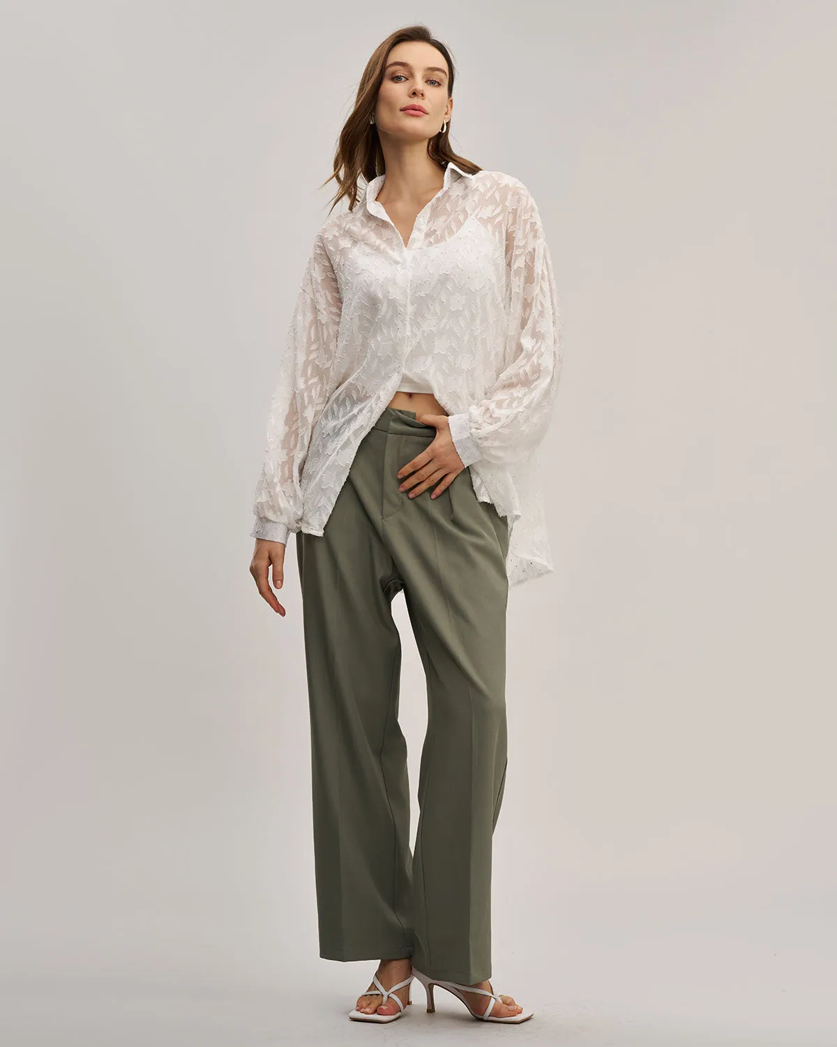 White Jacquard See Through Shirt sold by rihoas product image thumbnail 4