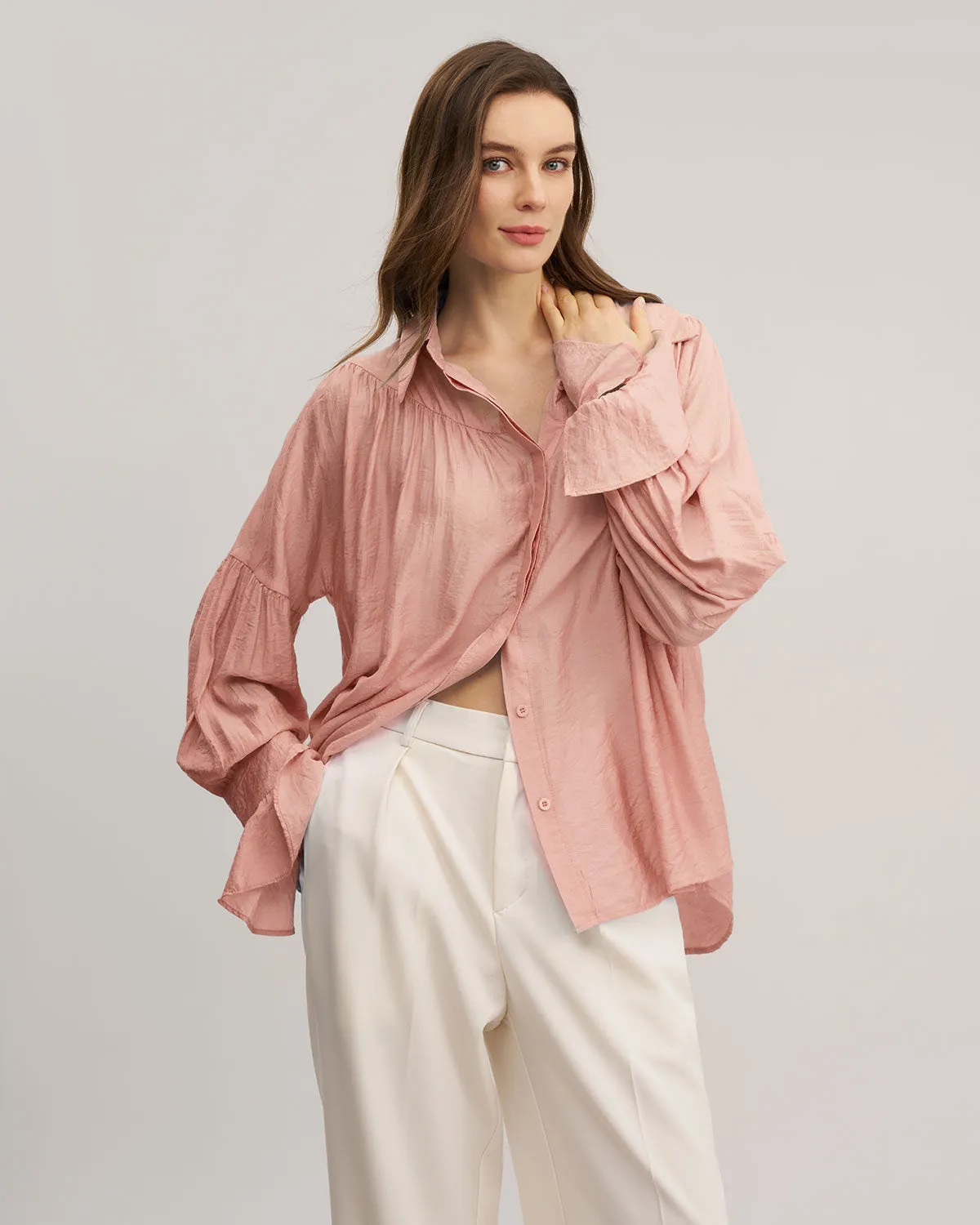 Pink Oversized Button Shirt sold by rihoas product image thumbnail 2