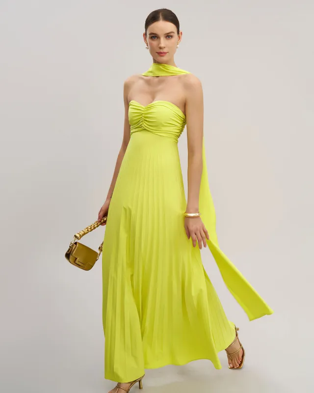 Yellow Strapless Maxi Dress sold by rihoas