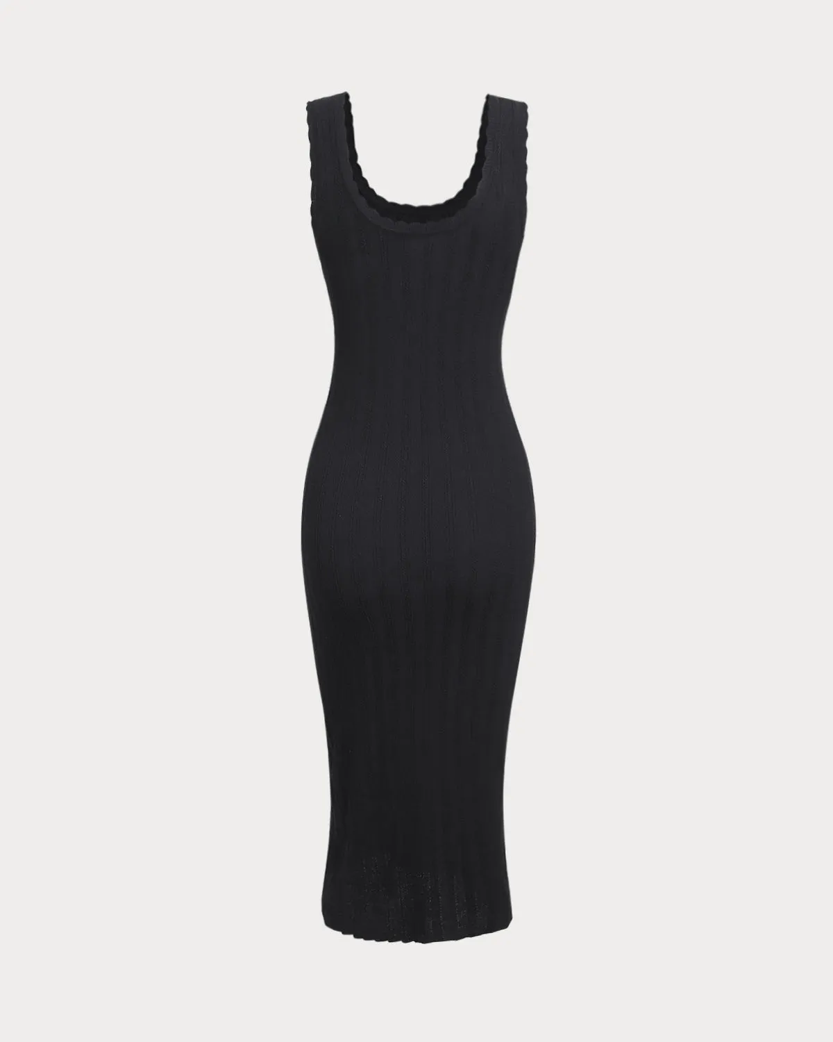 Black U Neck Bodycon Sleeveless Sweater Dress sold by rihoas product image thumbnail 2