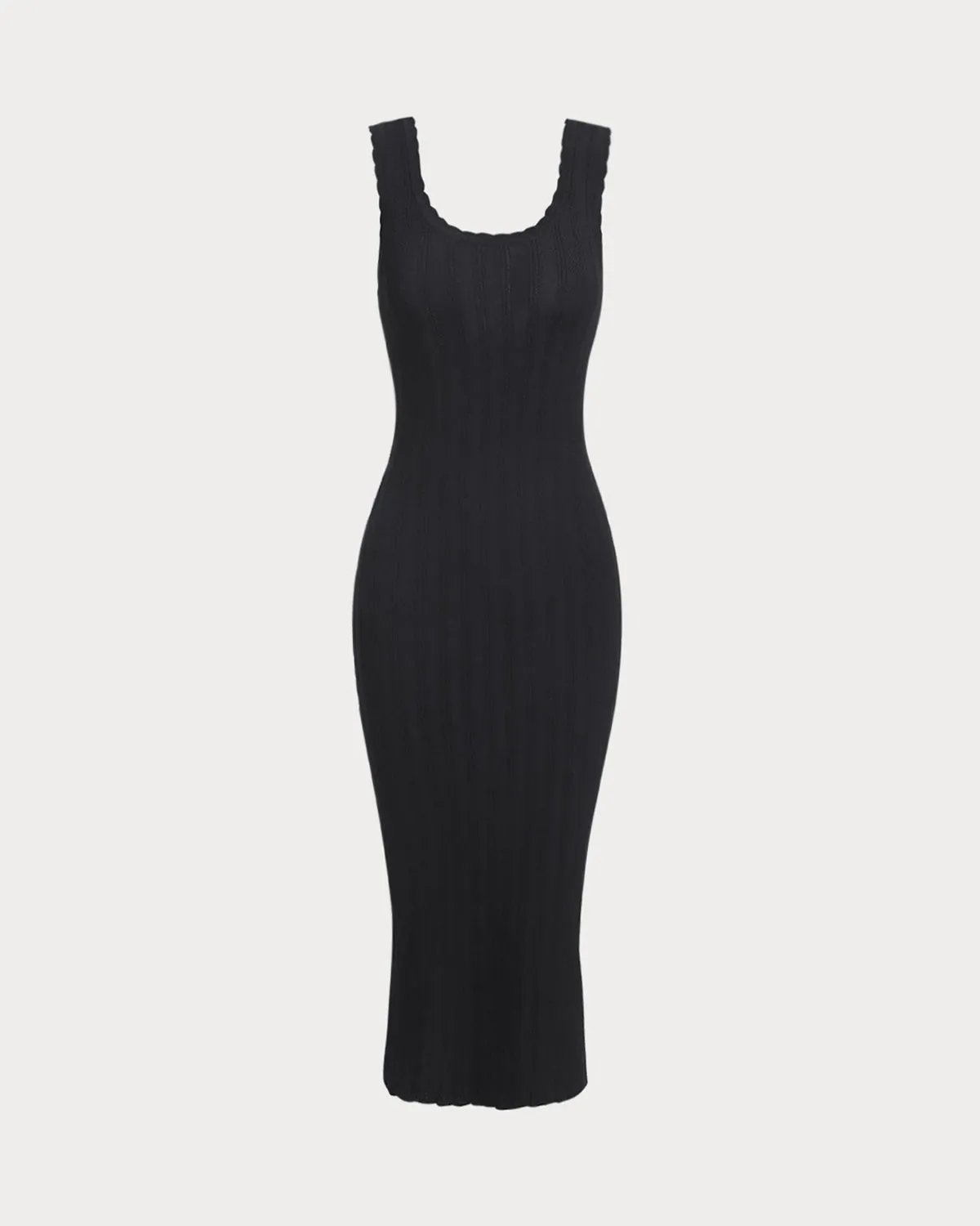 Black U Neck Bodycon Sleeveless Sweater Dress sold by rihoas