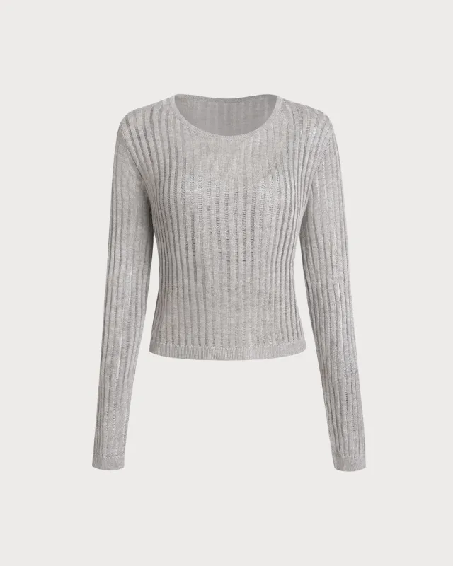 Grey Pullover Sweater Two-Piece Set sold by rihoas
