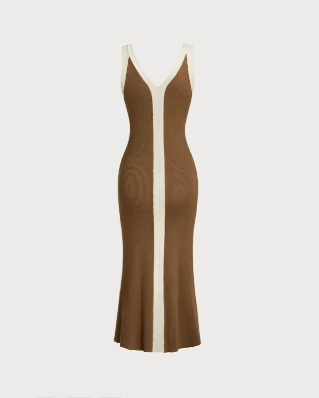 Caramel Contrast Sleeveless Midi Dress sold by rihoas
