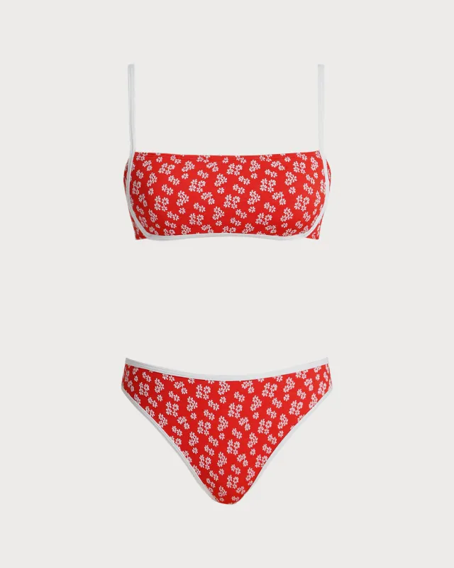Red Floral Bralette Bikini Set sold by rihoas