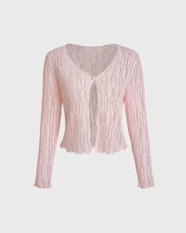 Pink Single Button Slim Cardigan sold by rihoas