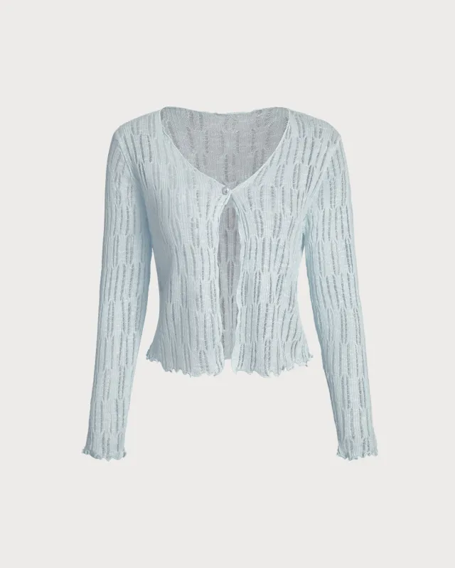 Blue Single Button Slim Cardigan sold by rihoas