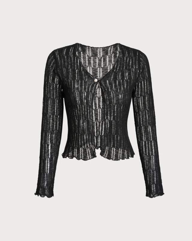 Black Single Button Slim Cardigan sold by rihoas