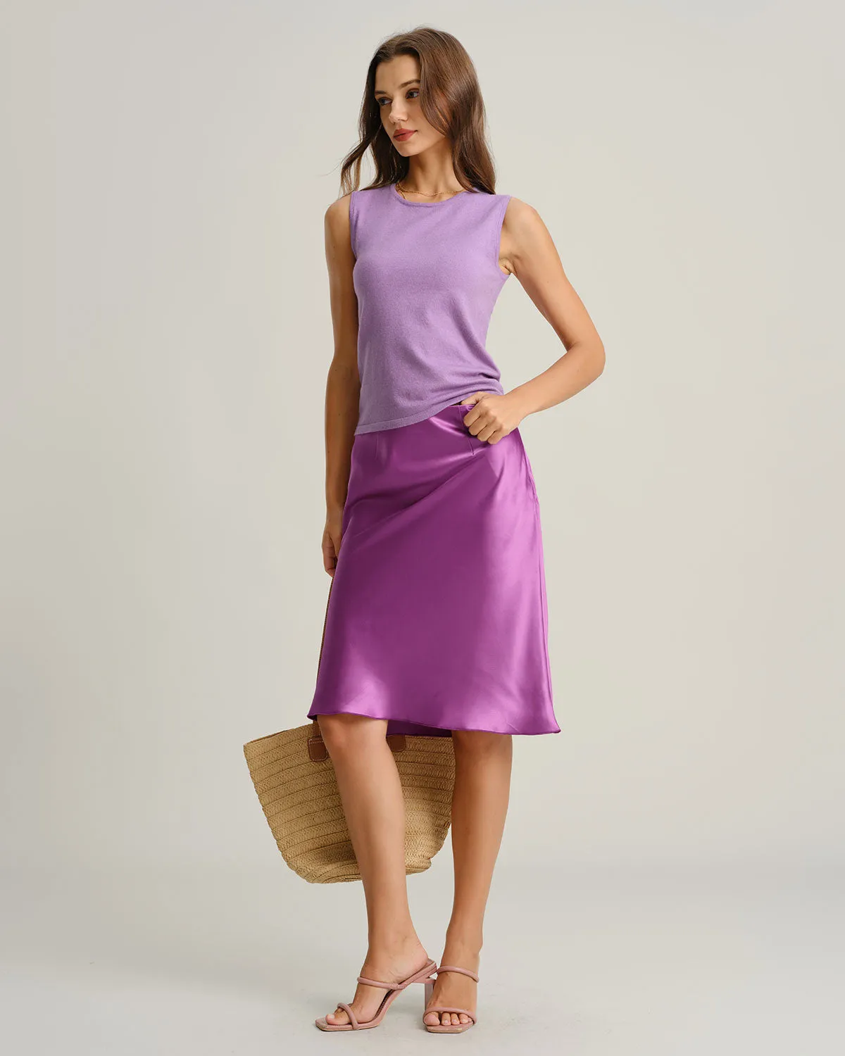 Purple Round Neck Ribbed Knit Tee sold by rihoas product image thumbnail 5