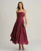 Wine Red Jacquard Slip Maxi Dress sold by rihoas
