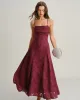 Wine Red Jacquard Slip Maxi Dress sold by rihoas