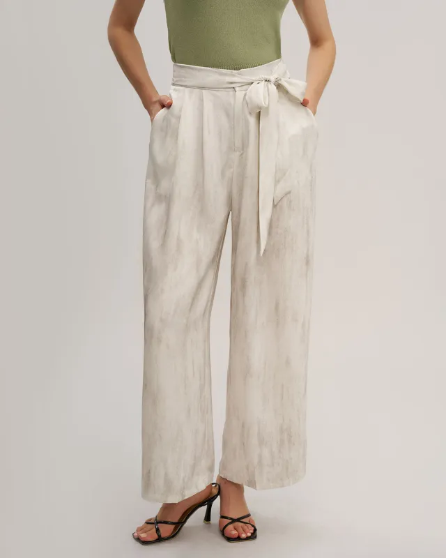 White Elastic Waist Wide Leg Pants sold by rihoas
