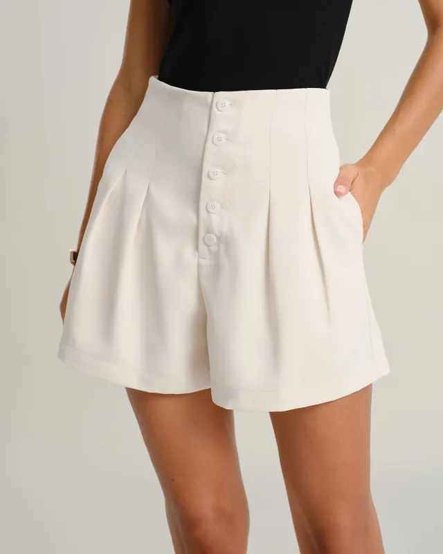Beige Natural Waisted Pocket Shorts sold by rihoas