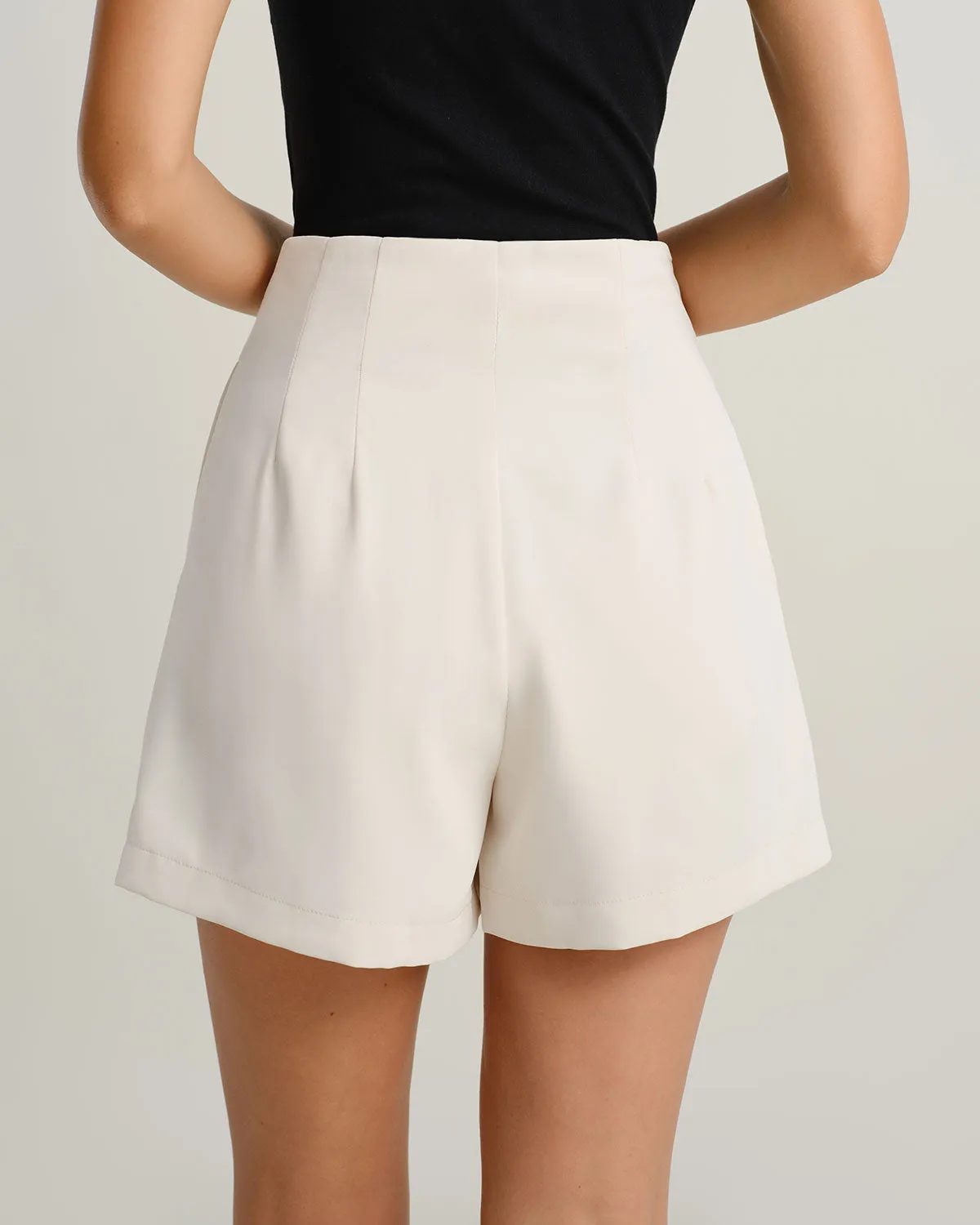 Beige Natural Waisted Pocket Shorts sold by rihoas product image thumbnail 4