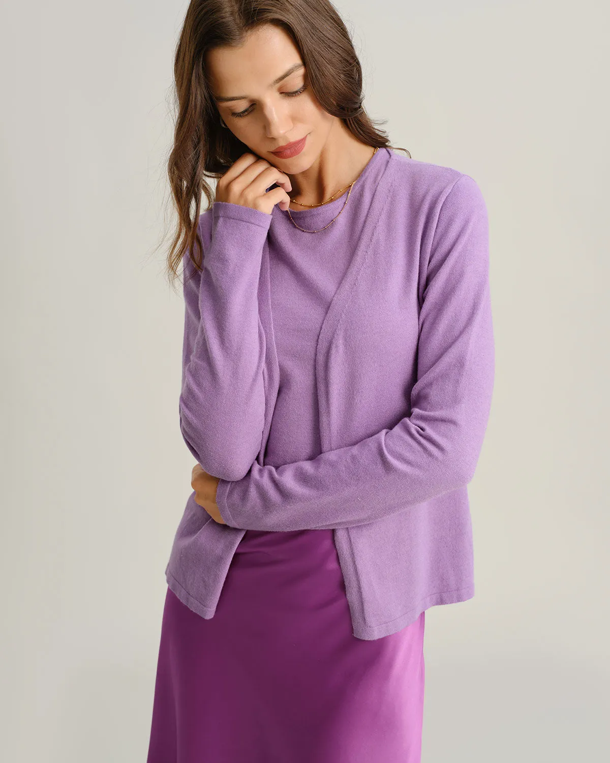 Purple Ribbed Knit Cardigan sold by rihoas