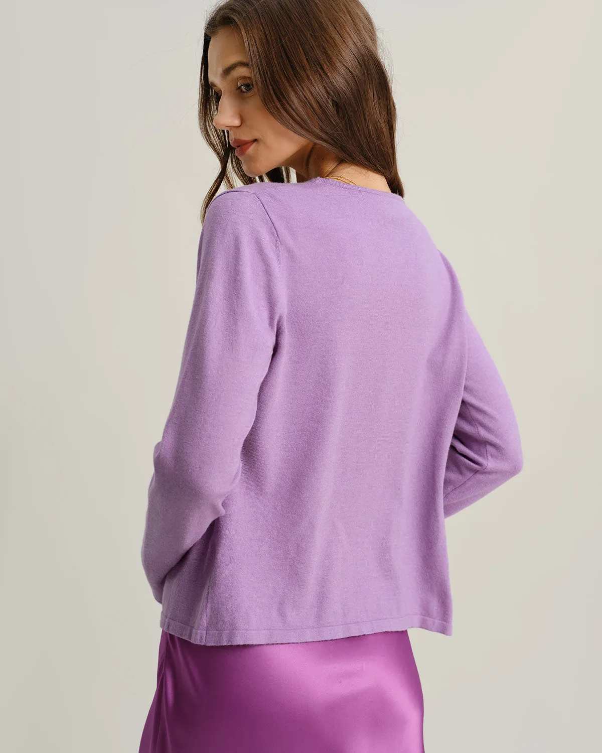 Purple Ribbed Knit Cardigan sold by rihoas product image thumbnail 4