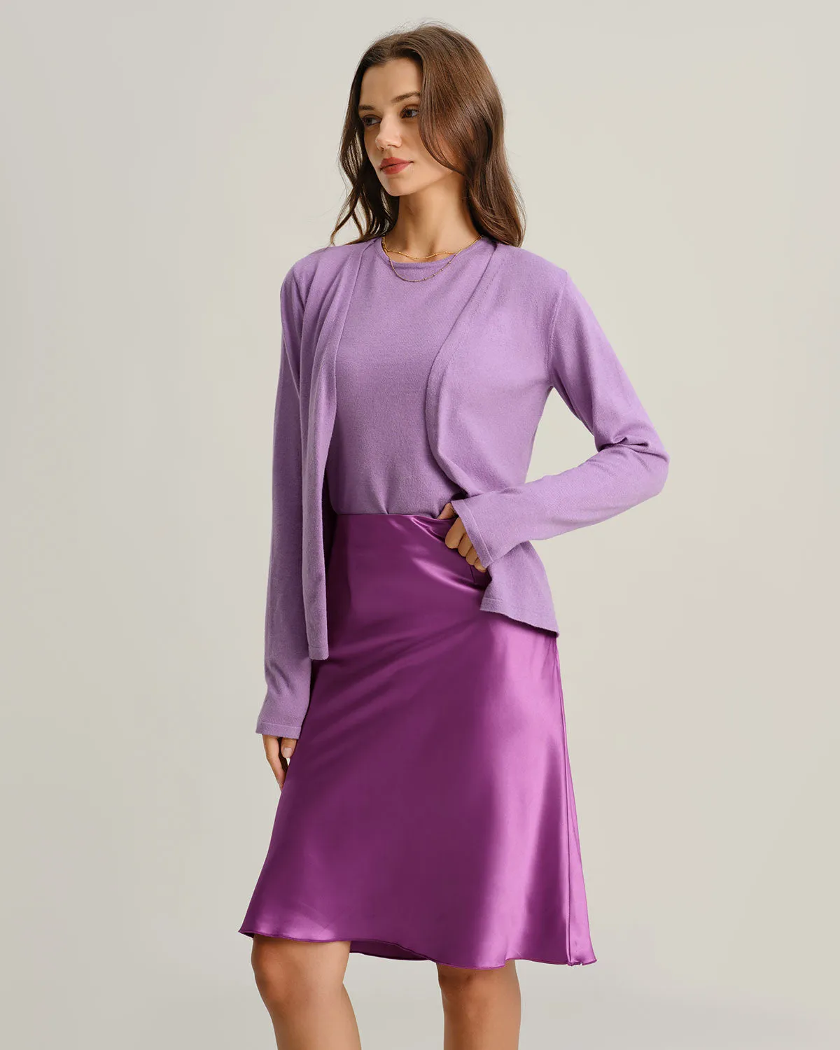 Purple Ribbed Knit Cardigan sold by rihoas product image thumbnail 3