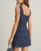 Navy Floral Square Neck Slip Mini Dress sold by rihoas