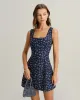 Navy Floral Square Neck Slip Mini Dress sold by rihoas