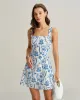 Blue Floral Tie-back Slip Mini Dress sold by rihoas
