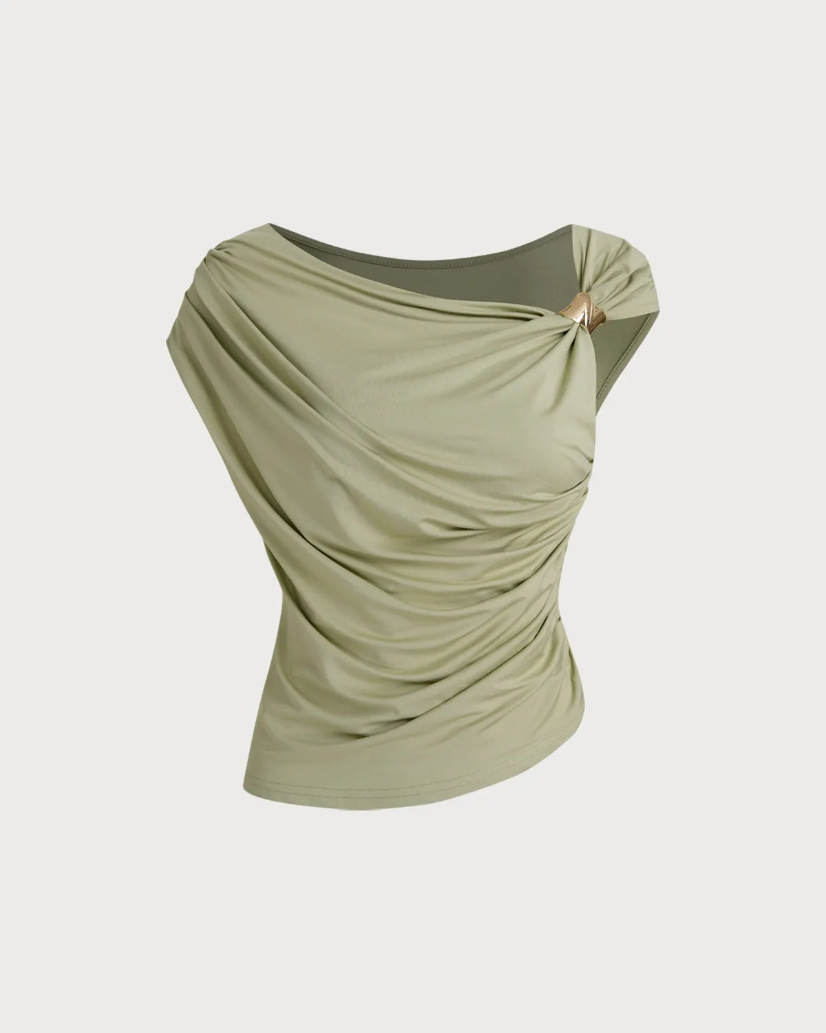 Green Cowl Neck Ruched Tee sold by rihoas product image thumbnail 5