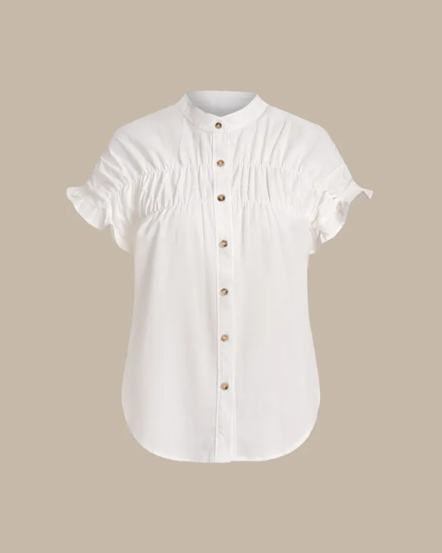 White Ruffle Button Blouse sold by rihoas