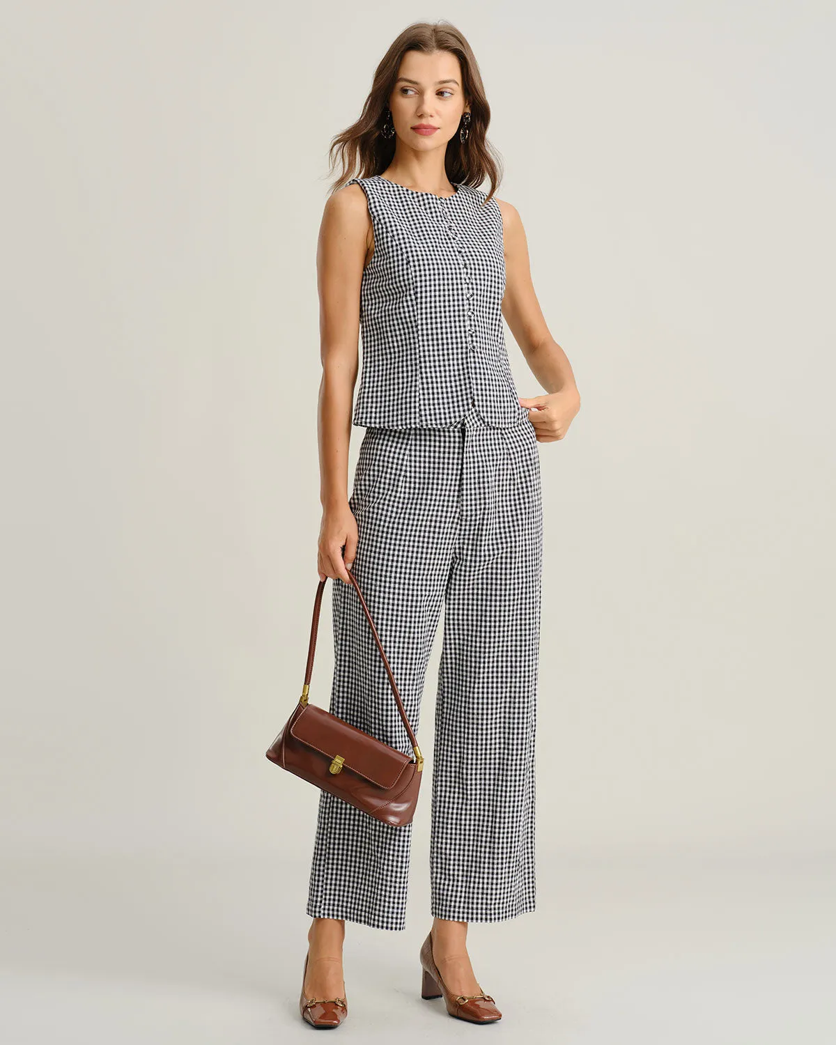 Black Plaid Button Vest sold by rihoas product image thumbnail 4