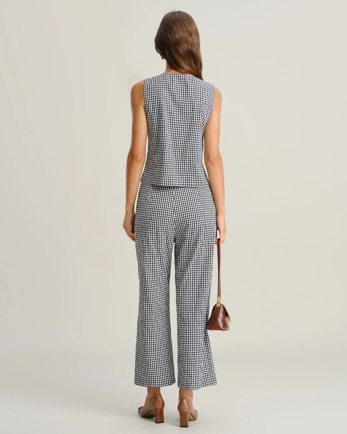 Black Plaid Button Vest sold by rihoas product image thumbnail 5