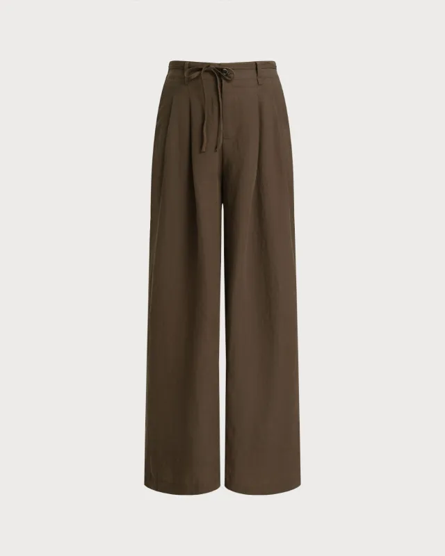 Coffee Wide Leg Pants Casual Pants sold by rihoas