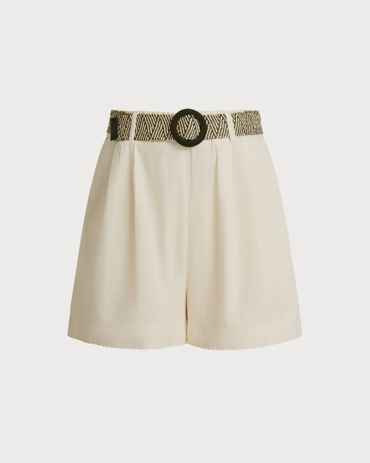 Apricot Elastic Waist Belted Shorts sold by rihoas