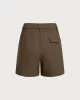 Coffee Pleated Pocket Shorts sold by rihoas