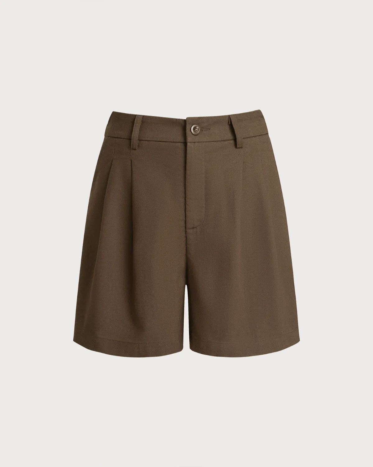 Coffee Pleated Pocket Shorts sold by rihoas