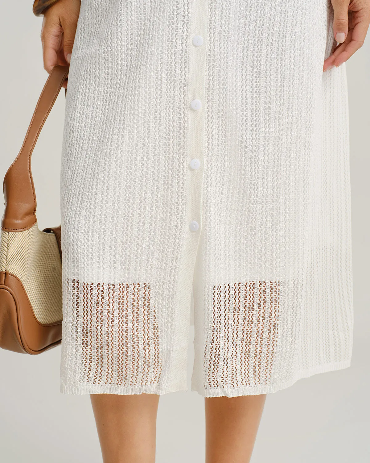 White See Through Button Midi Dress sold by rihoas product image thumbnail 3