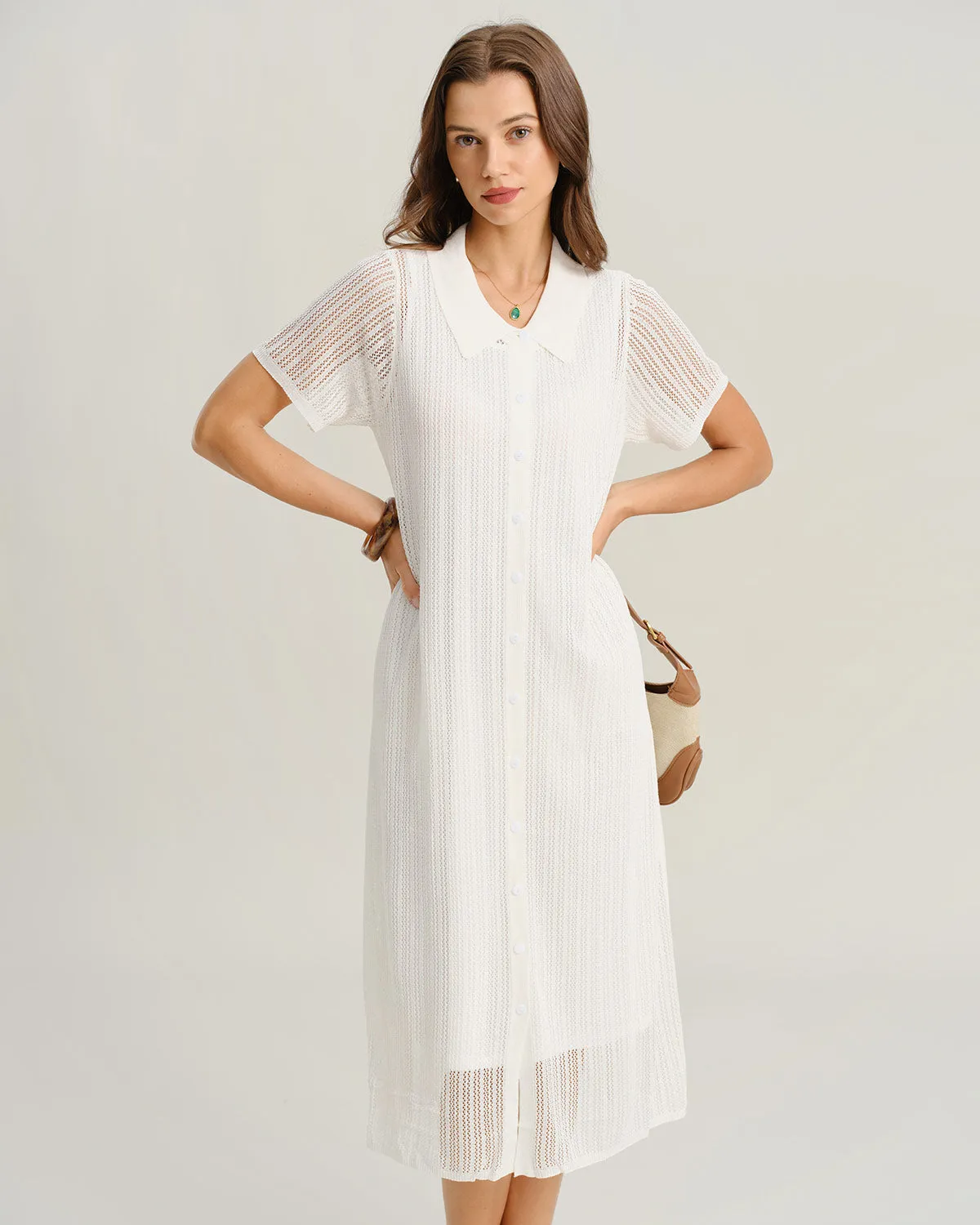 White See Through Button Midi Dress sold by rihoas
