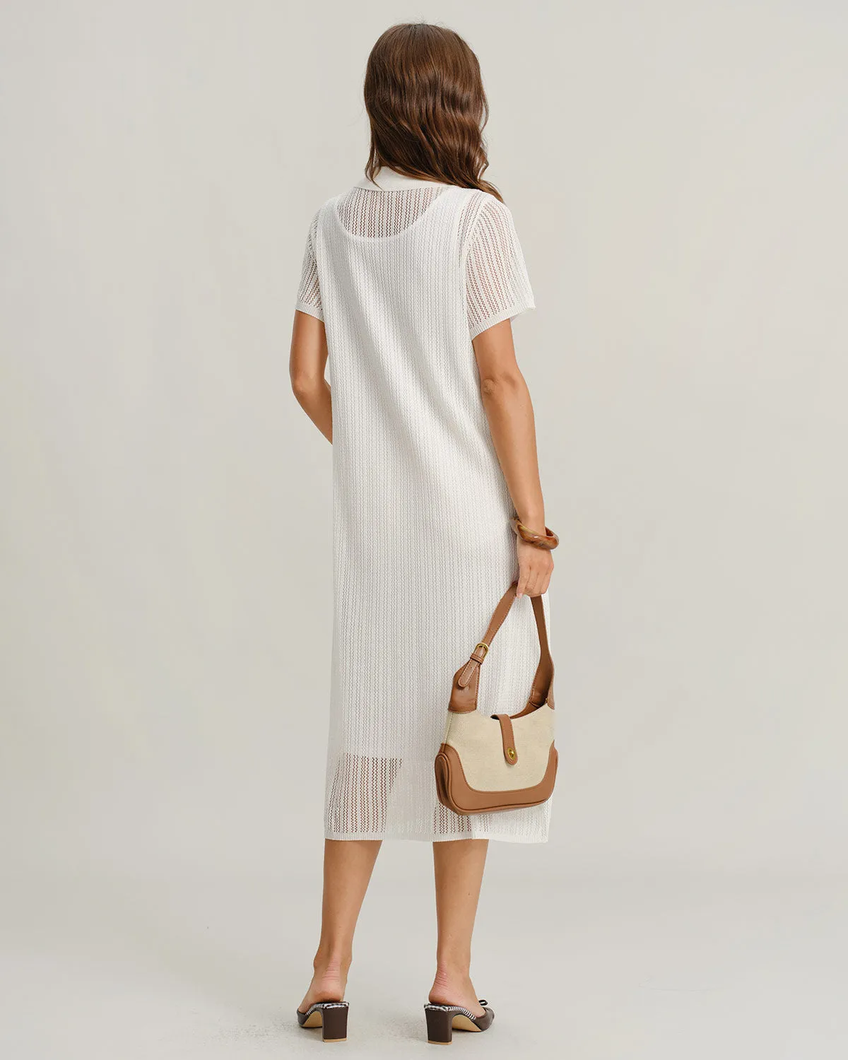 White See Through Button Midi Dress sold by rihoas product image thumbnail 5