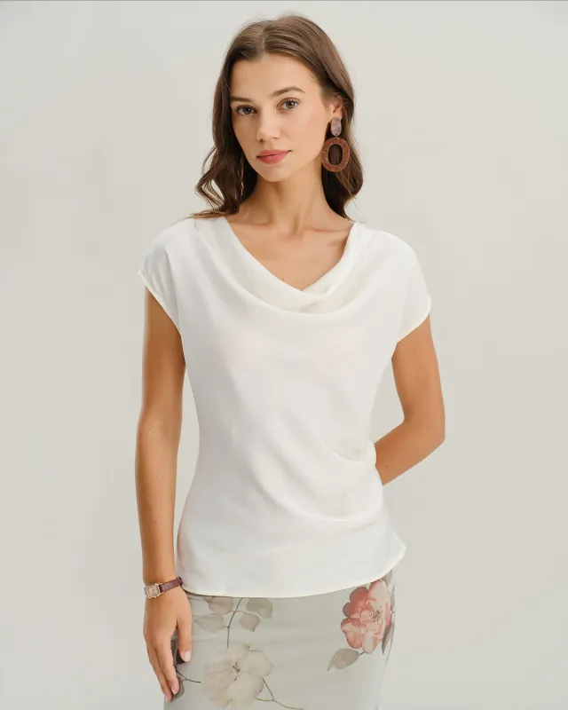 Apricot Cowl Neck Loose Tee sold by rihoas