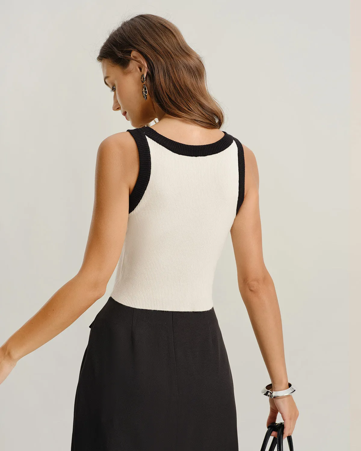 Apricot Contrast Knit Tank Top sold by rihoas product image thumbnail 4