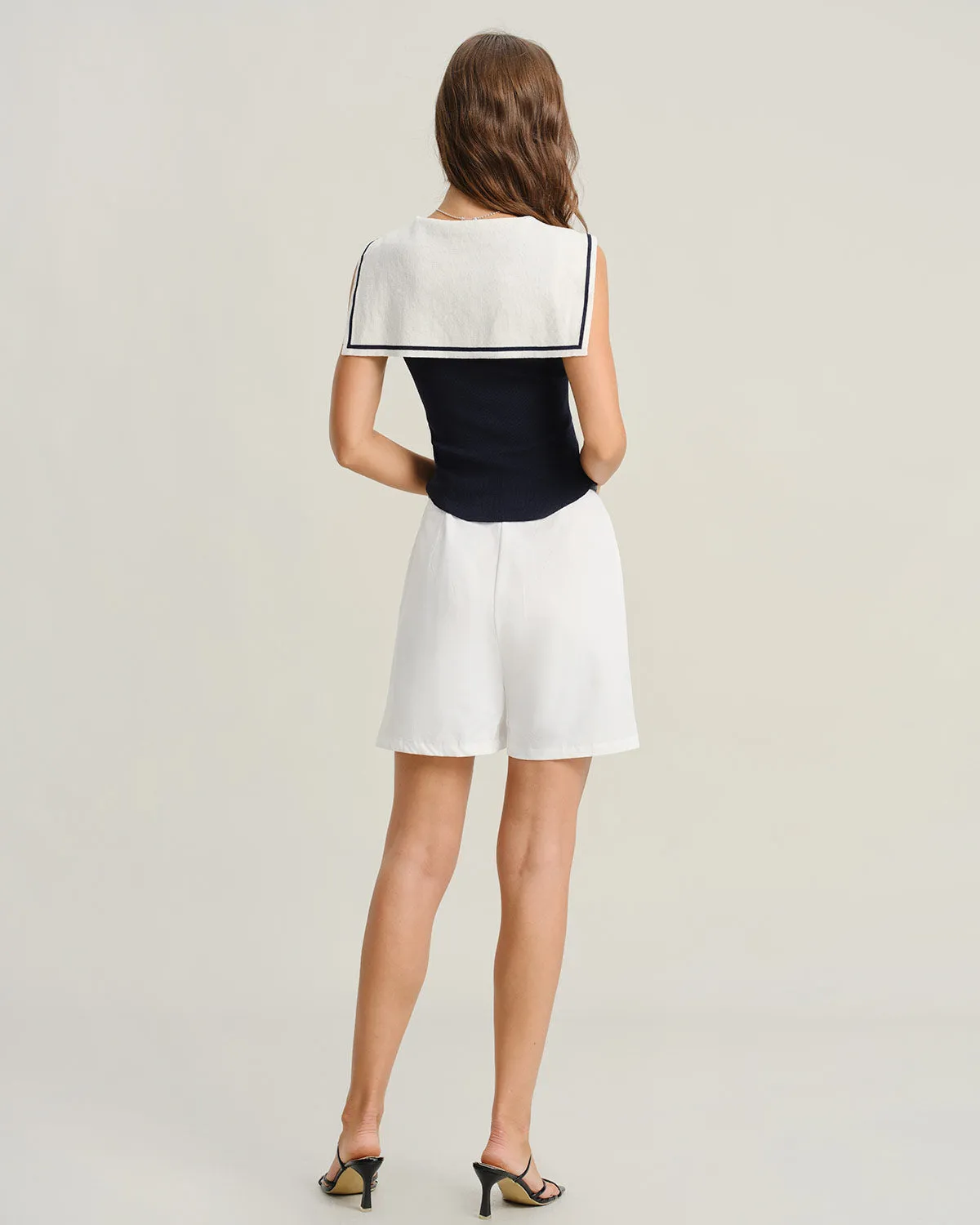 Blue Contrast V Neck Tank Top sold by rihoas product image thumbnail 5