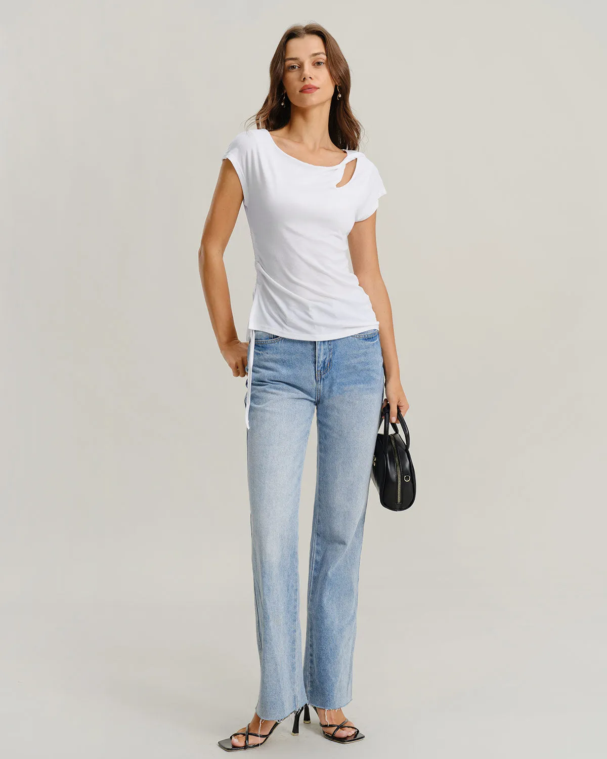 White Cut Out T-shirt sold by rihoas product image thumbnail 4