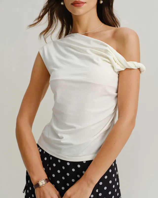 White One-Shoulder Cami Top sold by rihoas
