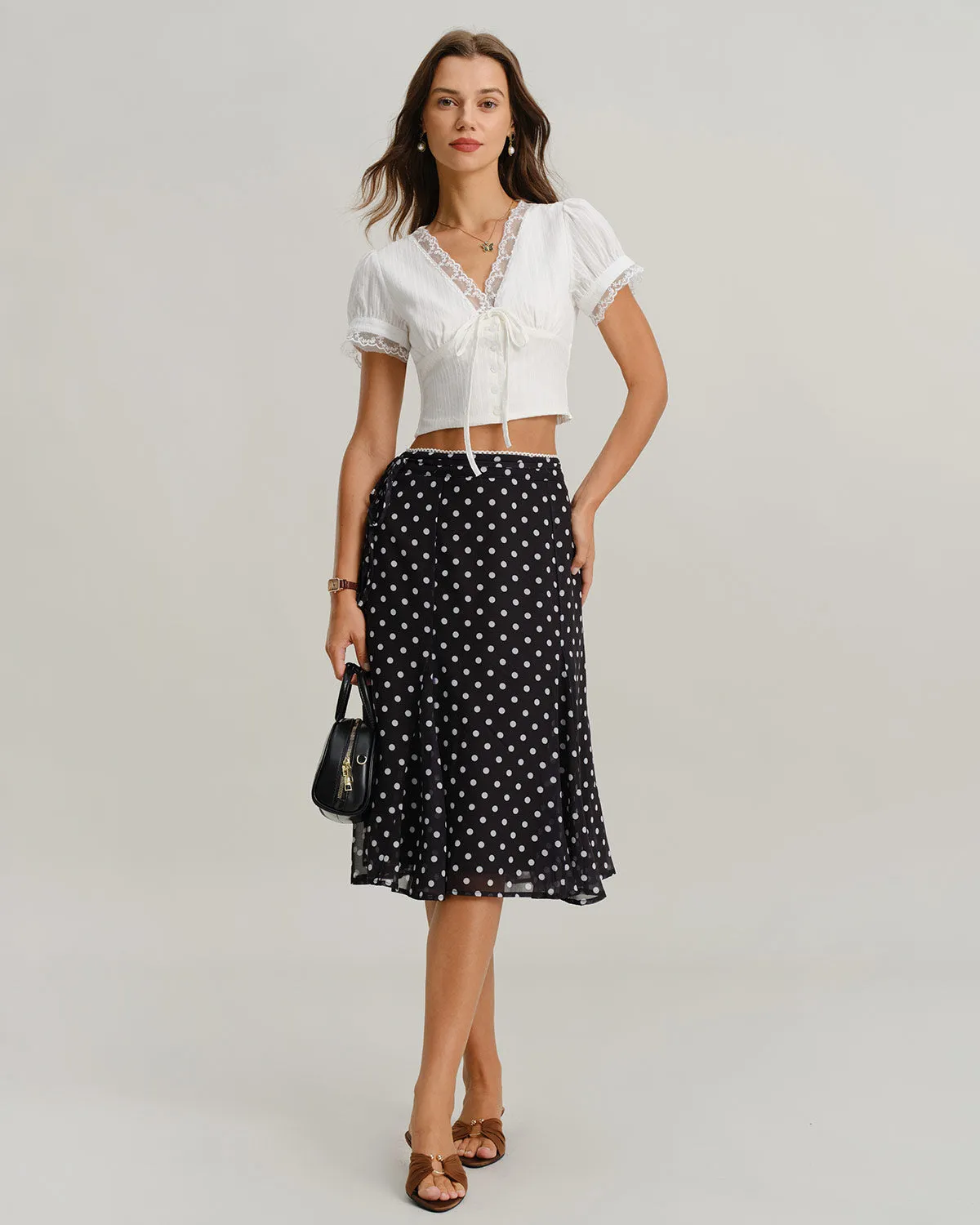 White V Neck Lace Tee sold by rihoas product image thumbnail 4