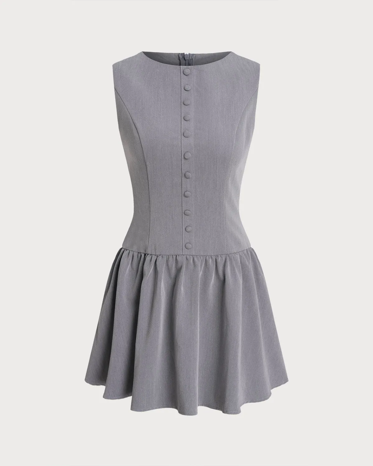 Grey Boat Neck Sleeveless Mini Dress sold by rihoas
