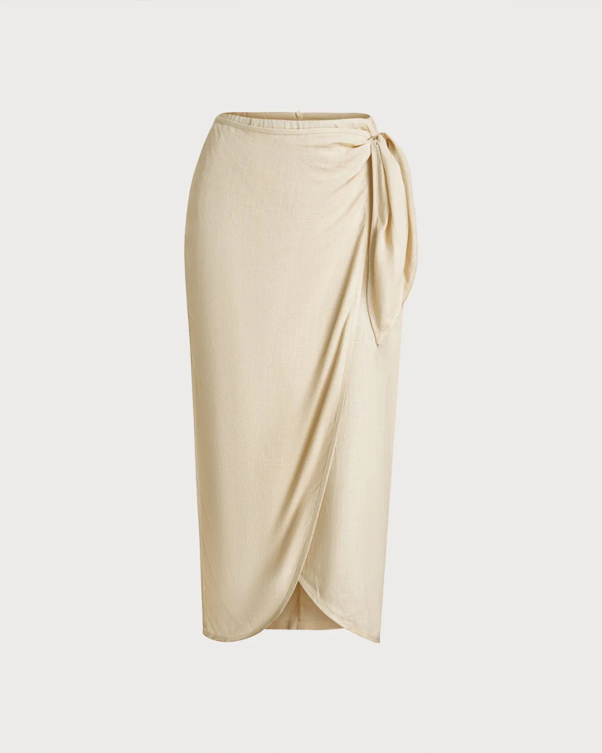 Apricot Natural Waisted Wrap Midi Skirt sold by rihoas