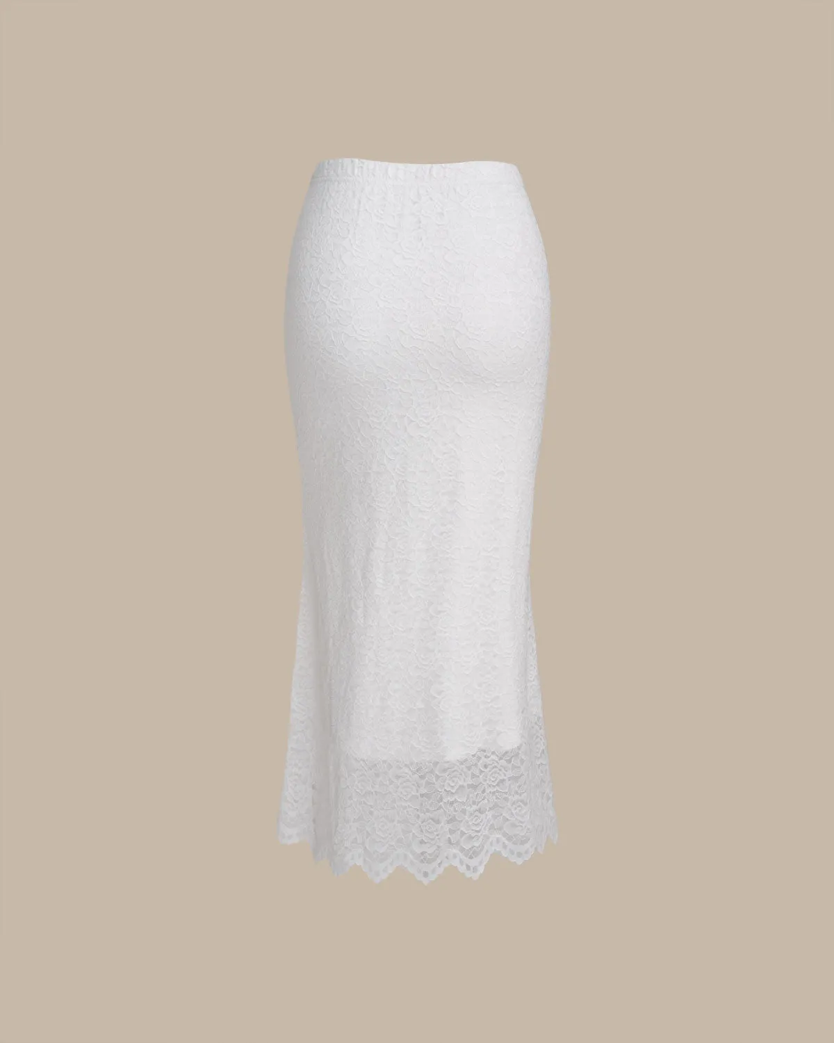 White Natural Waisted Knit Tulip Midi Skirt sold by rihoas product image thumbnail 2