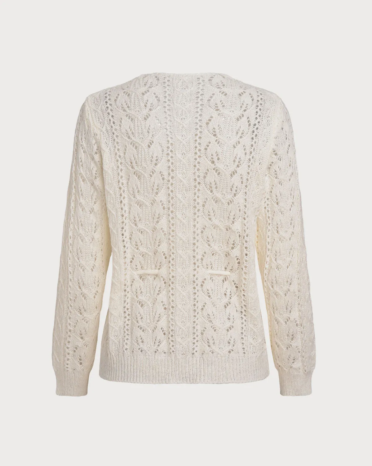 Beige V Neck Single Breasted Cardigan sold by rihoas product image thumbnail 2