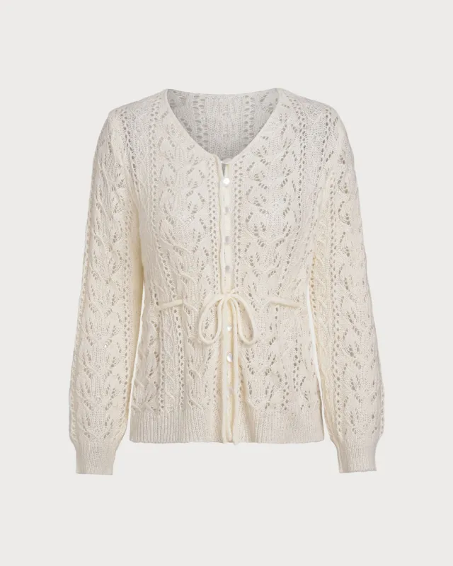 Beige V Neck Single Breasted Cardigan sold by rihoas