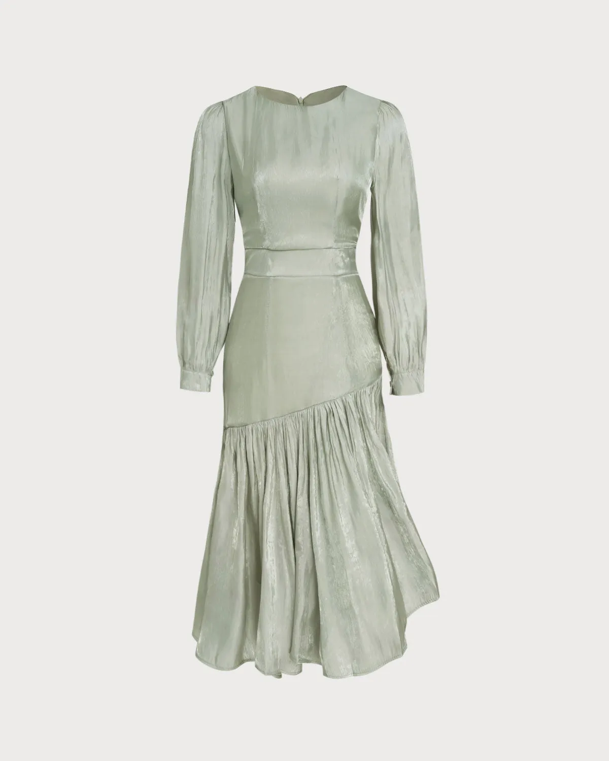 Green Boat Neck Ruched Maxi Dress sold by rihoas